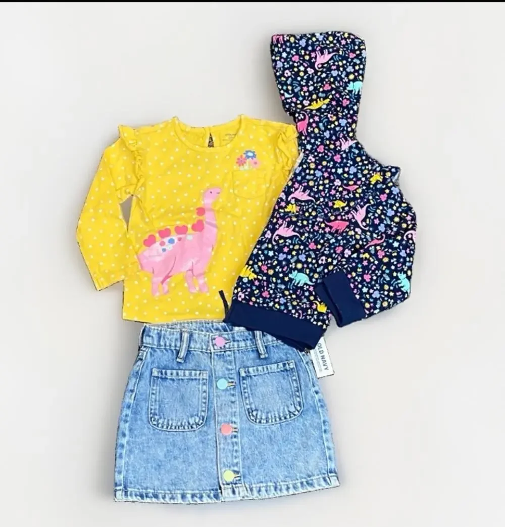 3T Girls Dinosaur Outfit Bundle Old Navy Little Me NWT EUC
